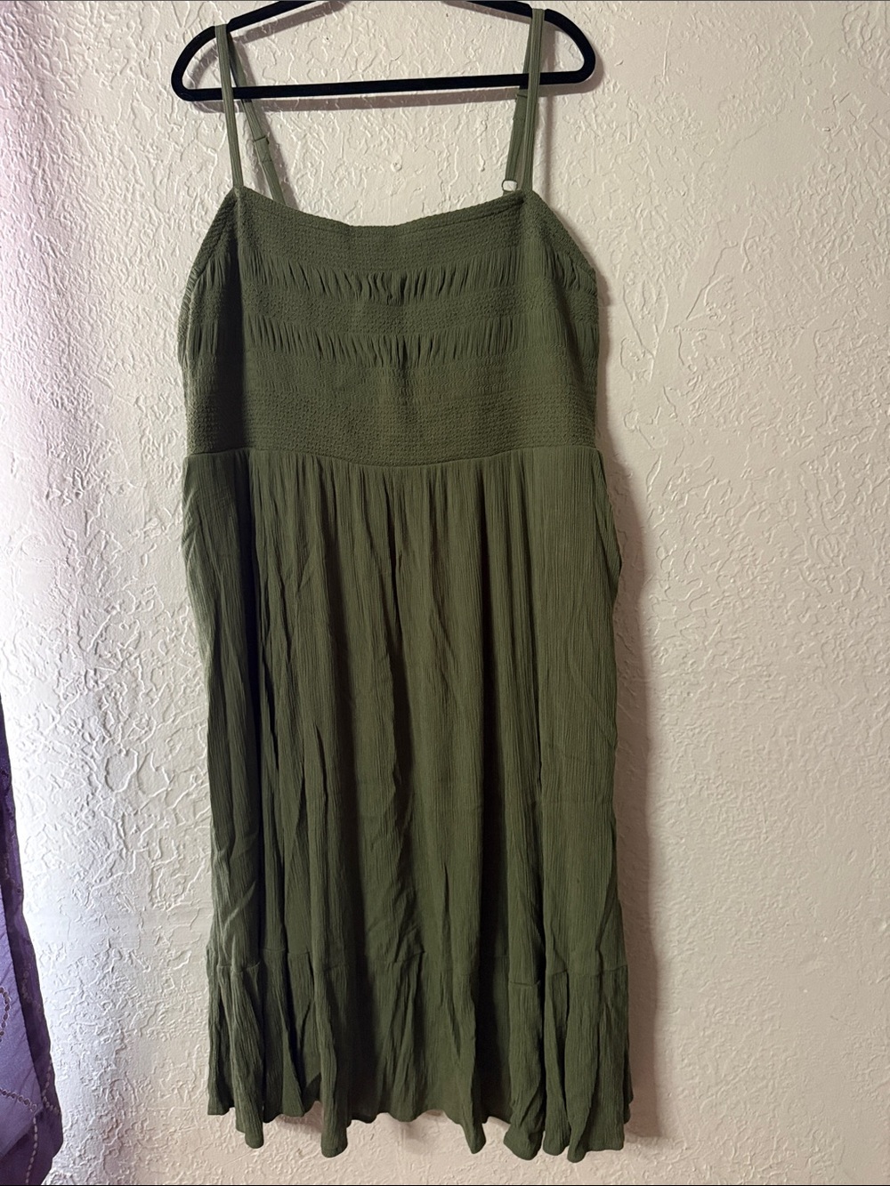 torrid Olive Green Smocked Maxi Dress with Spaghetti Straps
